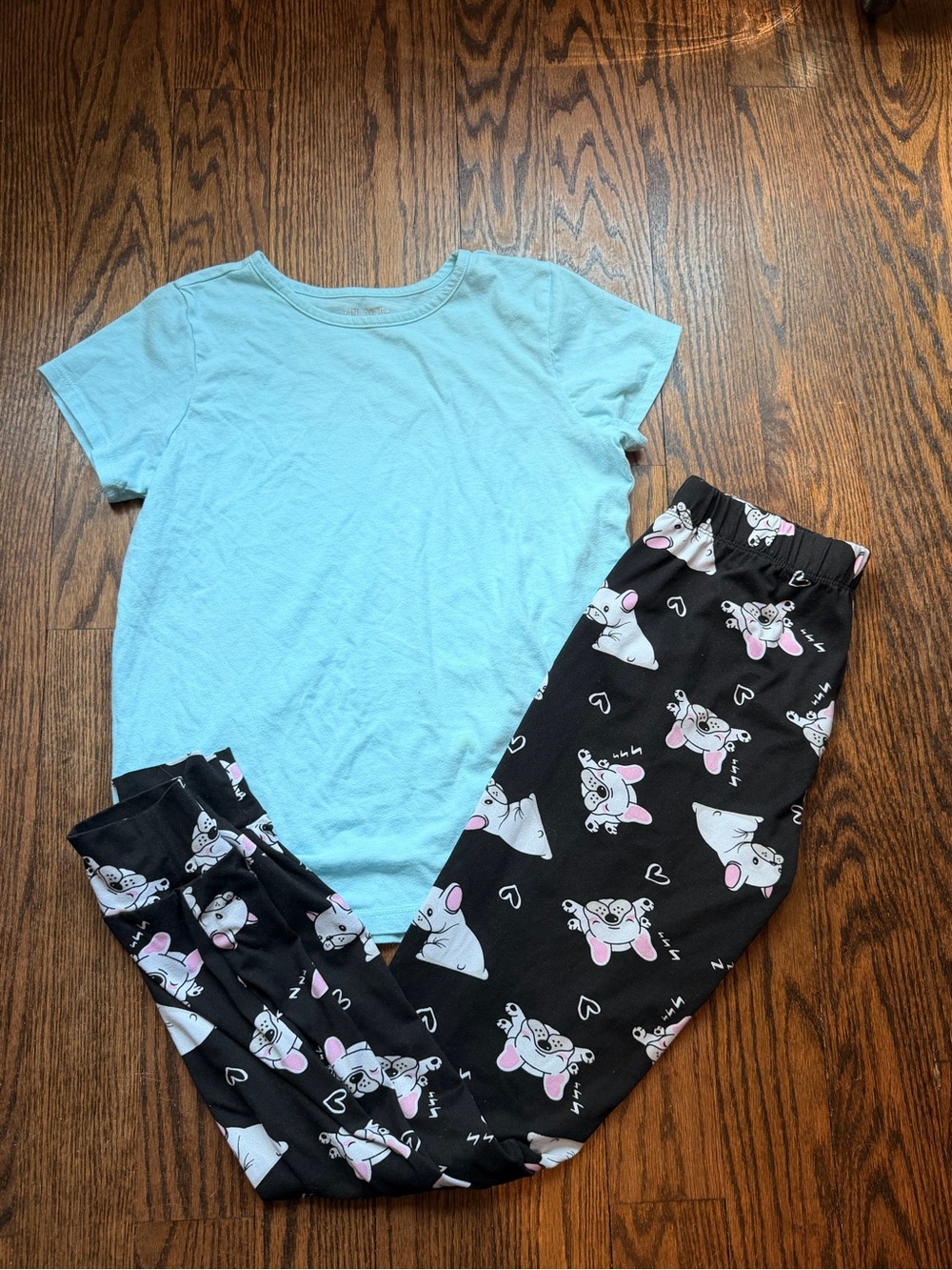 Place Light Blue Short tu Top with Black Puppy Print Pajama Pants12/14